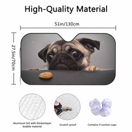 Cute Sad Pug Windshield Sun Shade for Car Car Window Shades Car Sun Shade Car Accessories Auto Car Sun Visor