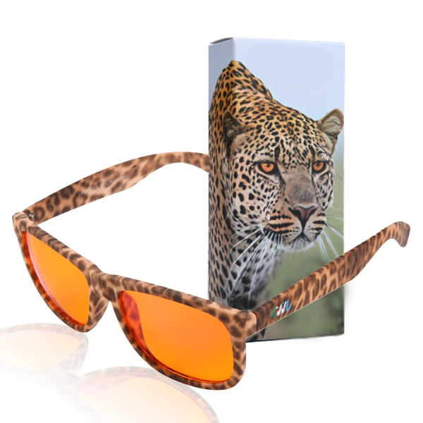 4WildLife 99.9% Leopard Blue Light Glasses For Women & Men – Save Your Eyes - Save The Animals - Our Computer eSports Gaming Glasses Help You Sleep Better and Stop Eye Strain, Headaches and Migraines