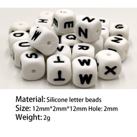 YNGMEANS - 50 abalorio de silicona con letras del alfabeto de 12 mm, para llavero, bricolaje, joyería, pulseras, collares, accesorios