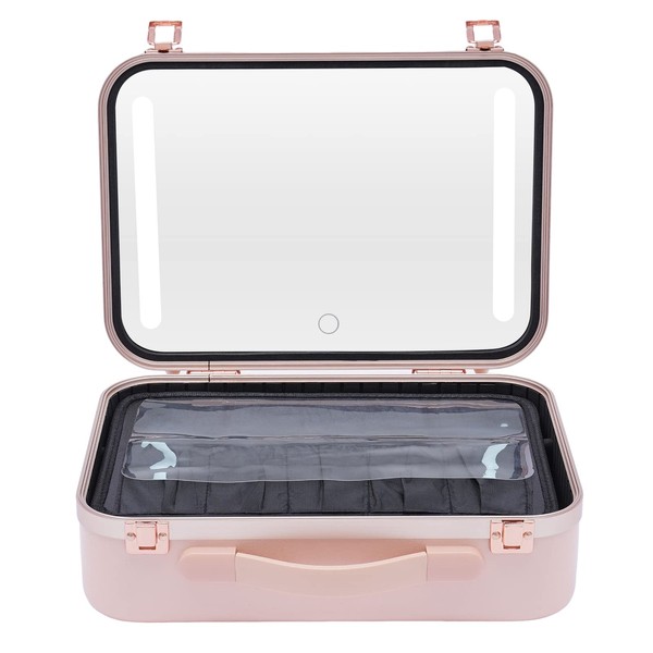 Dodoam Cosmetics Storage Case Makeup Organizer Tabletop Suitcases W/LED Lights+Mirror