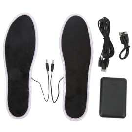 Electric Heated Insoles Smart USB Rechargeable Heating Temperature Control Heated Shoe Insoles for Winter Black 43-44