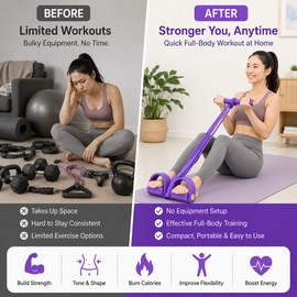 Portable 6-Tube Resistance Band Pedal Puller for Full Body Home Workouts – Elastic Fitness Trainer for Yoga, Abs & Strength Training