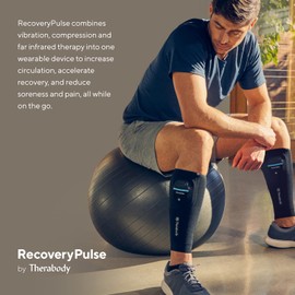 TheraGun RecoveryPulse Calf Sleeve by Therabody, Compression & Vibration Sleeve for On The Go Relief, Reduce Soreness in Lower Legs, Increase Flexibility, Circulation & Accelerate Recovery, Small