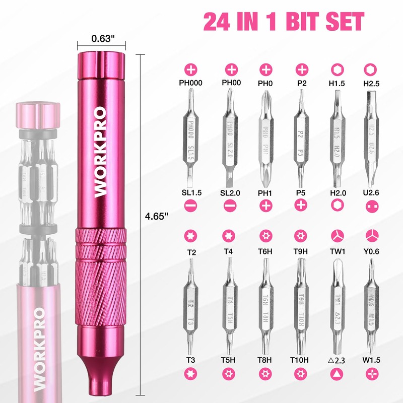 WORKPRO 24-in-1 Precision Screwdriver Sets, Pen Style Manual Screwdriver, 24