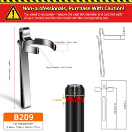 LIGHTFE B209 Flashlight Clip for 23-26mm Diameter, 6-6.4mm Slot Width - Stainless Steel Pen, Hat, Pocket or Bag Clip