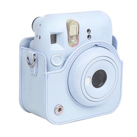 Camera Case Compatible with Mini 12 Instant Camera, PU Leather Bag with Adjustable Strap, Detachable Top Cover, Protective Case for Mini 12 (Hydrangea Blue)