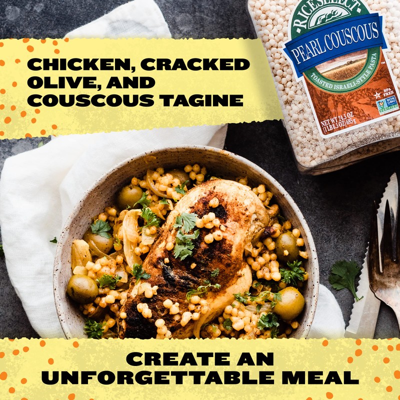 RiceSelect Pearl Couscous, Israeli-Style Wheat Couscous Pasta, Non-GMO, 24.5-Ounce Jar,