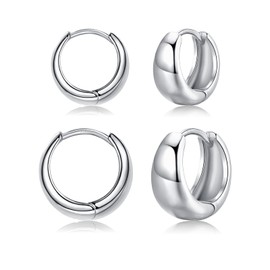 EPIRORA Sterling Silver Hoop Earrings for Women Thick Hoop Earrings Sterling Silver Huggie Cartilage Gift for Girls Men 8/10/12mm Sterling Silver, Sterling Silver