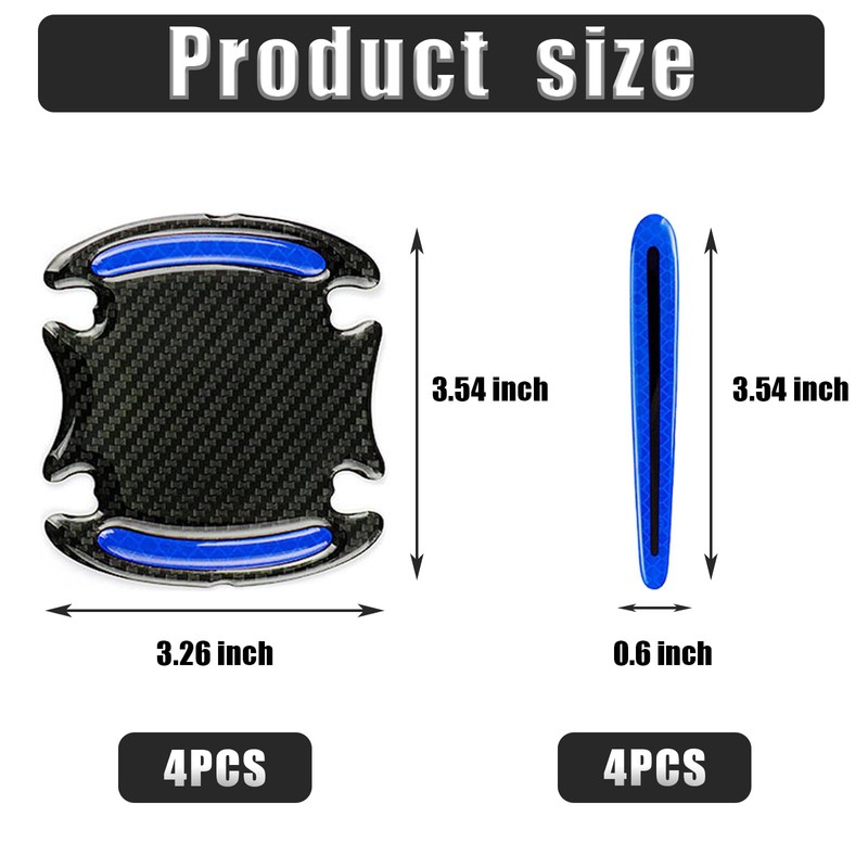 GTZTYZ 8Pcs Car Door Handle Protector Reflective Sticker,3D Carbon Fiber
