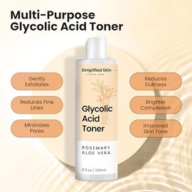 Simplified Skin Tnico de cido Gliclico para La Cara - Solucin Tonificante Facial - 8 cido Gliclico Tnico Hidratante, Anti-Envejecimiento, Exfoliante  