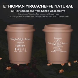Cocinare 21 Count Instant Coffee Cold Brew Coffee Freeze-Dried | Ethiopian Yirgacheffe G1 Washed Arabica, Medium-Light Roast | Floral Citrus & Honey Notes | Eco-Friendly Packaging, USDA Organic