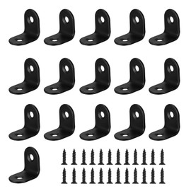 16PCS Corner Bracket, Small Angle Brackets, Small Brackets L Shaped, for Furniture Desk Table Shelf Corner Braces(20*20*16mm, Black)
