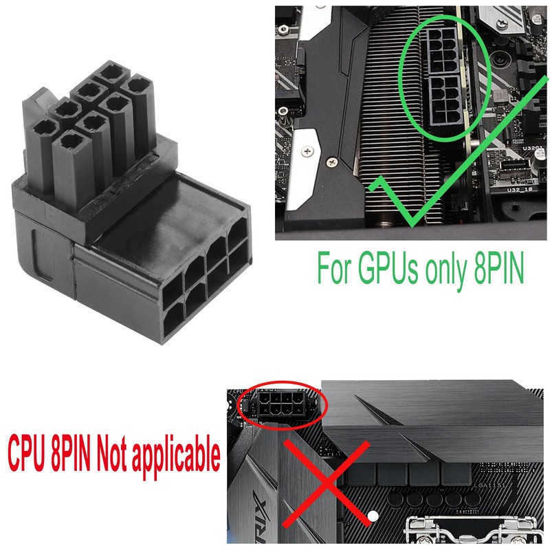 ELFJMZP ATX 8-pin female to 8-pin male 90-degree angle connector