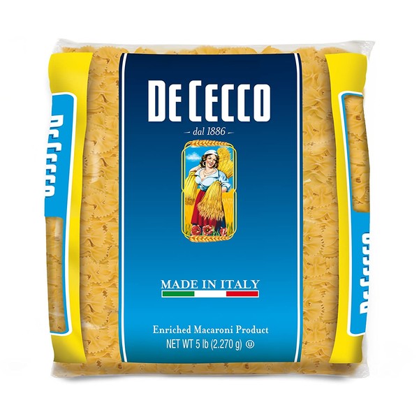 De Cecco Semolina Pasta, Farfalle, 5 Pound (Pack of 4)