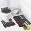 HDESDIS 4Pcs Modern Skyscraper Night Shower Curtain Sets, 4pcs Chicago