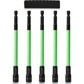 TLEEP 150MM 5/16" Magnetic Power Nut Driver Set for Impact Drill, 1/4" Hex Head Drill Bit Set SAE Screwdriver Socket Set, Chrome Vanadium Steel Quick Change Chuck Socket Wrench Nut Setters