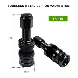 MTRPS 5PCS TR43E/VS43 Tubeless Metal Clamp-in Valve Stems, Outer Mount Aluminum Alloy Valve Stems Replacement, Universal Tyre Valve Stem for 0.453" Diameter Rim Hole, Car Accessories (Black)