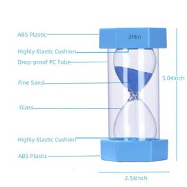 Colorful Sand Timers, Hourglass Sand Timers 3 Minutes Sandglass Timer with Protective Cover for Toothbrush Timer Games Classroom Home Office Cooking(Blue+3Min)