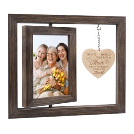 Egofine Gifts for Mom Mothers Day Picture Frames, Mom Picture Frame with Warm Heart Pendant, Mother's Day Gifts from Daughter/Son, Double Sided Rotating Frame for 4x6 Photo