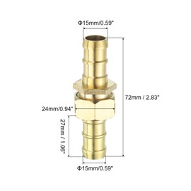 sourcing map 1 Pcs Brass Hose Barb Fitting Straight Connector Coupler, 9/16" ID Brass Fitting Air Hose Fittings with Washer for Connecting Water Fuel Air, Oil Hoses