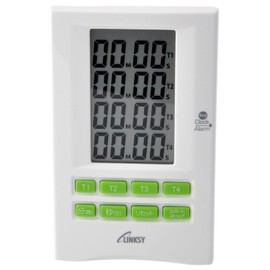 LINKSY LT094W Digital Timer with Alarm Clock for 4 Hours (4 Multi) in 1 Device (4 Multi), Count-Up, Countdown, White