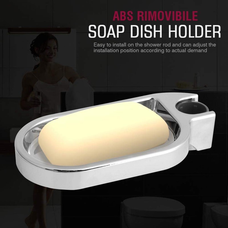 ABS Soap Dish Holder, Adjustable Soap Dish Shower Rail Slider