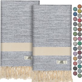 EPHESUS TOWELS Hand Towels - Set of 2 | 18" x 30" - Decorative Turkish Hand Towel for Bathroom, Kitchen, Guest, Face, Hair, Tea, Dishcloth (Diamond, White)