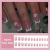 MISUD Short Press on Nails Square Fake Nails Glossy Glue