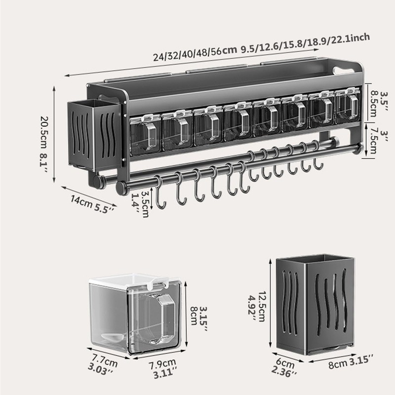 Hanging Wall Mount knife Wall Mount,Condiment Cup, Space-Saving Knife Rack