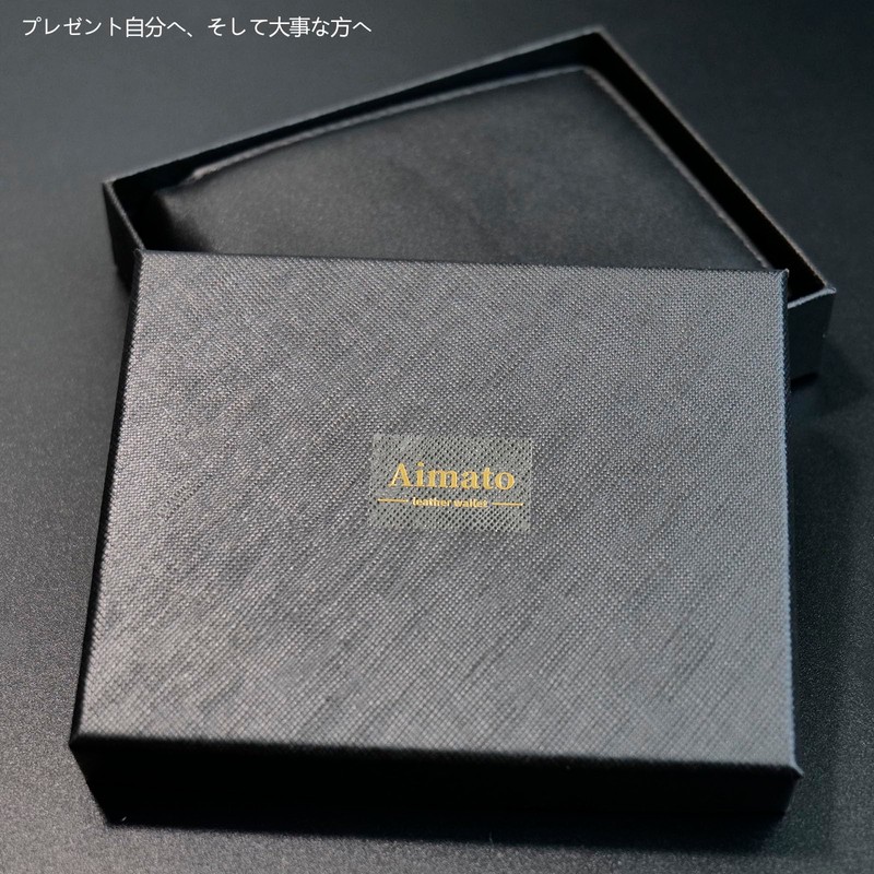 Aimato Men's Bi-fold Wallet, Genuine Leather, Box-Shaped, Coin Purse, Large