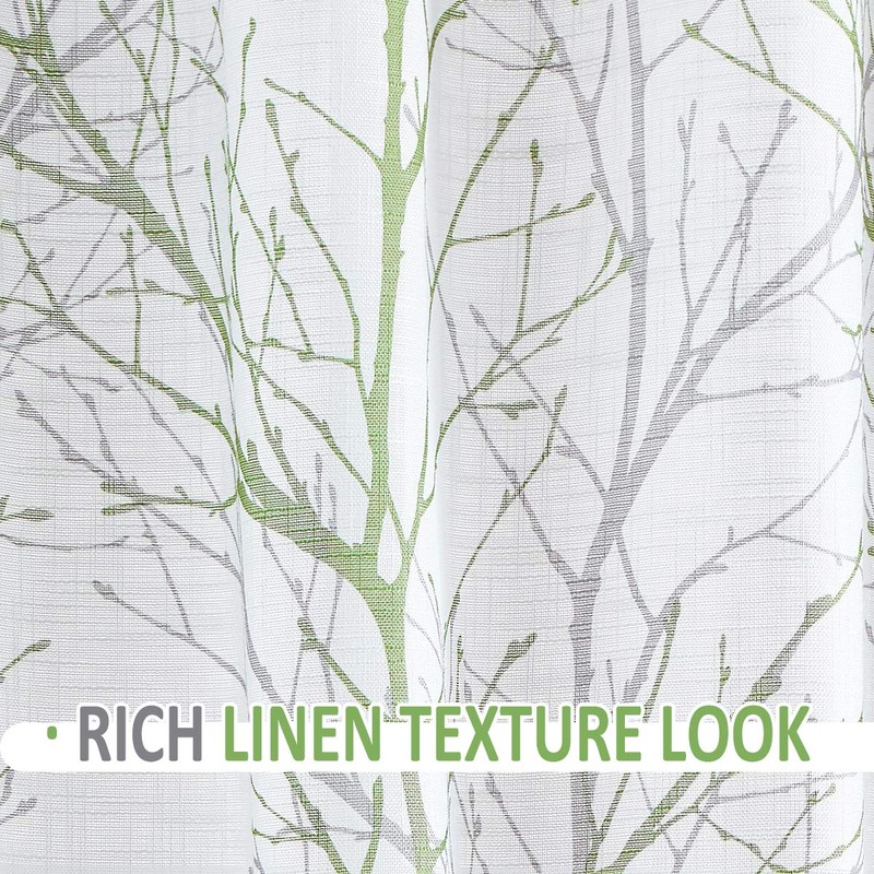 FMFUNCTEX Linen Semi Sheer Curtains for Bedroom, Sage Green White