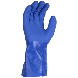 Blue PVC Rubber Heavy Duty Chemical Resistant Gauntlet 35" Long Arm Gloves Chemical Safety Gloves 3 Pairs