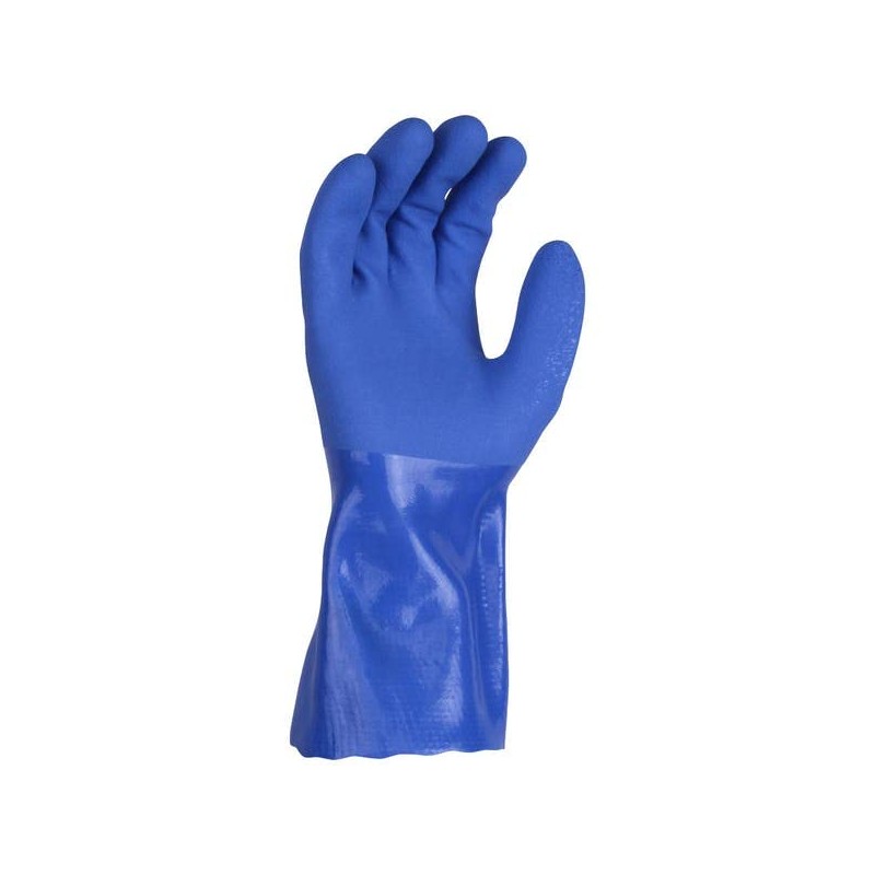 Blue PVC Rubber Heavy Duty Chemical Resistant Gauntlet 35" Long