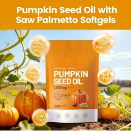 300 Pills Pumpkin Seed Oil Saw Palmetto - 3000 mg Bladder Health, Immune Support