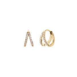Gold&Deer 14K Goldfield Two-Line Cubic One-Touch Earrings White Gold / 골드앤디어 14K 골드필드 투라인 큐빅 원터치 귀걸이 화이트골드