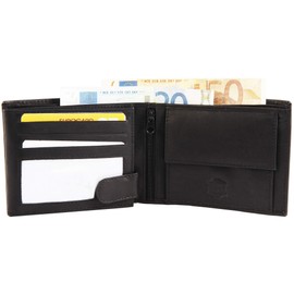Excellanc 3000124 Men's Wallet Real Leather Landscape Format 9 x 12 cm, black, Classic