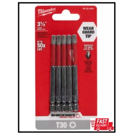 Milwaukee SHOCKWAVE Impact Duty 3-1/2 in. T30 Torx Alloy Steel Screw Driver Bit (5-Pack)