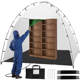 Portable Paint Booth Tent 10x6x6.5FT,Extra Large Paint Booth with Waterproof Floor,Mesh Screen and Ground Stakes-for Spray Painting Furniture DIY