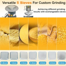 OUYOLAD 25L Grain Mill Grinder Electric, Corn Grinder Mill, Grain Mills Flour Mills Molino de Maiz, Farm Home Electric Grinder for Corn Grain Feed, Wheat Grinder with 7 Size Filters + 1 Wrench
