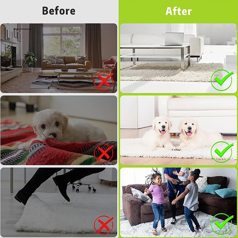 HATOOLHA 8pcs Non Slip Rug Sticker Pads, Washable Corner Side