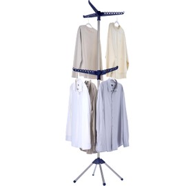 CASAMAYA Clothes Drying Rack Foldable, 74.8 inch 2 Tier Laundry Drying Rack with Rotating Clothes Rail for 54 Pieces of Clothes, Space Saving, Indoor, Stainless Steel, Blue and Silver CDR002Q01