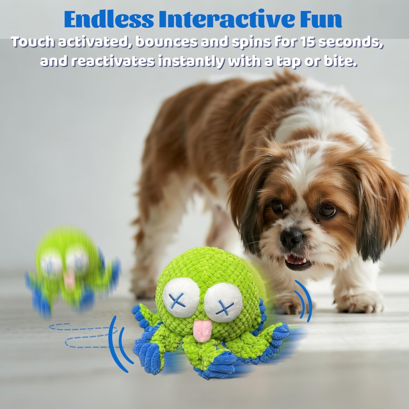 GUKCO Interactive Octopus Dog Toys – Rechargeable Dog Squeaky Toy