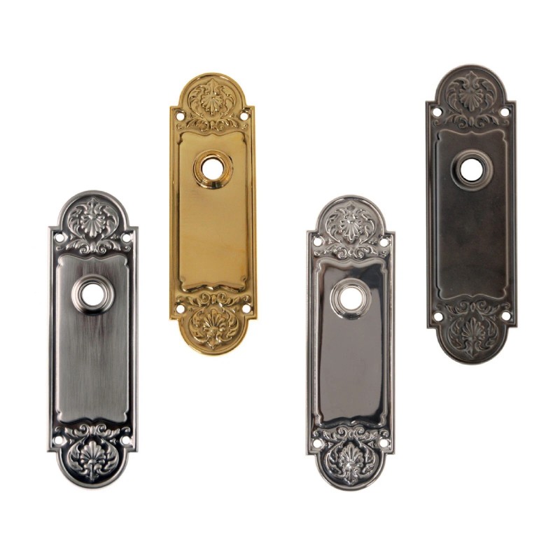 Refined antique style door trim escutcheon plate in the Polished