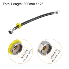 uxcell Faucet Supply Line Connector, G1/2 Female x G1/2 Female 12 Inch Long Braided 304 Stainless Steel Water Supply Hose, Black