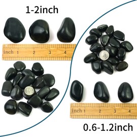 SHIZWU 1-2Inch Natural River Rocks,10LB Black Polished Pebbles for Garden Landscaping. Fish Tank Decorative River Rocks, Vase Filling Pebbles, Outdoor Decorative River Rocks