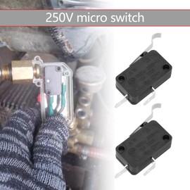 YINETTECH Micro Switches Black Push Button Hinge Lever On/Off Pack of 10