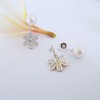Hiqmic 925 Sterling Silver Flower Pearl Zirconia Drop Ear Stud