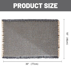 AIBIIN Waffle Bath Mat Super Absorbent Non Slip Bathroom Rug Machine Washable Rubber Backed Bath Mats for Living Room Bathroom Doormat, Blue & Light Yellow, 18"x30"