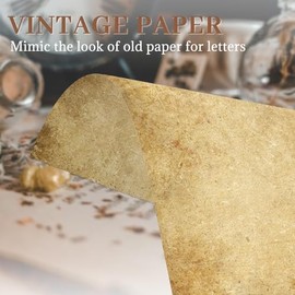 Goefun 100 hojas de papel vintage, papel pergamino para impresión, papelería envejecida para escritura de cartas, certificados, álbumes de recortes, c