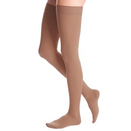 duomed Advantage 20-30 mmHg Thigh with Beaded top Band Petite Closed Toe Almond Large